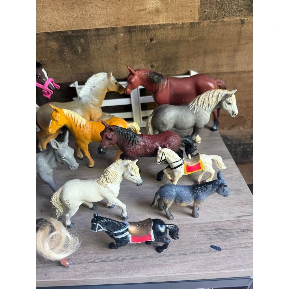 Lot of 23 Toy Horses & Donkey Mixed Brands  Horse Figures Farm Ranch Play